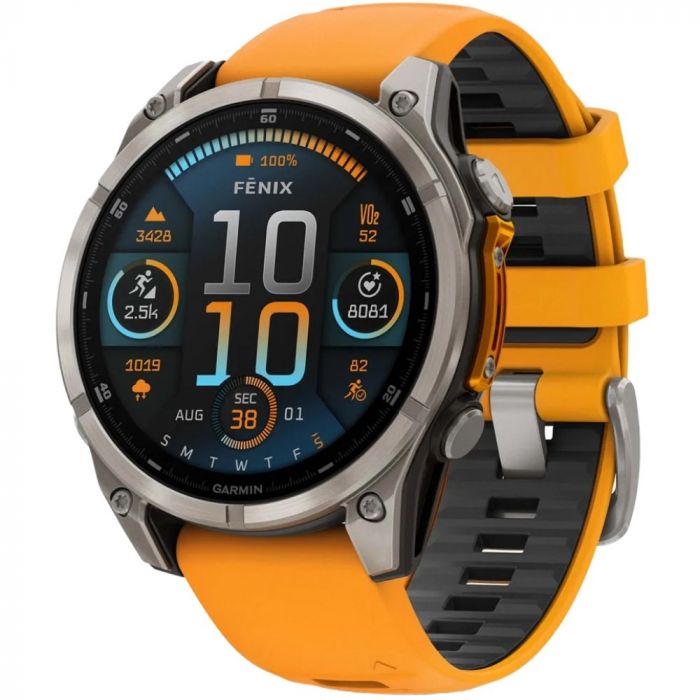 Смарт-годинник Garmin Fenix 8 47mm AMOLED Sapphire Graphite DLC Titanium with Spark Orange Silicone (010-02904-19)