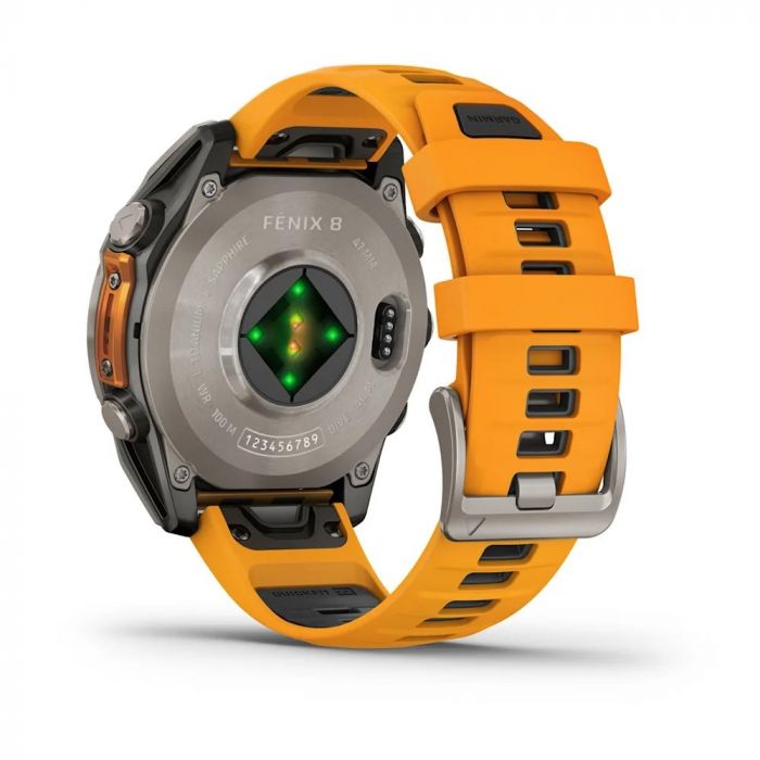 Смарт-годинник Garmin Fenix 8 47mm AMOLED Sapphire Graphite DLC Titanium with Spark Orange Silicone (010-02904-19)