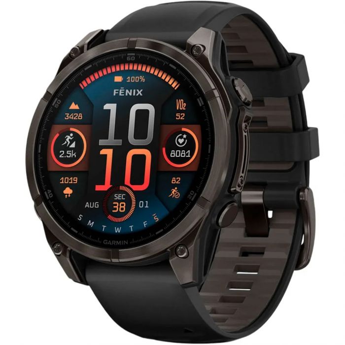 Смарт-годинник Garmin Fenix 8 47mm AMOLED Sapphire Carbon Gray DLC Titanium with Black Silicone (010-02904-29)