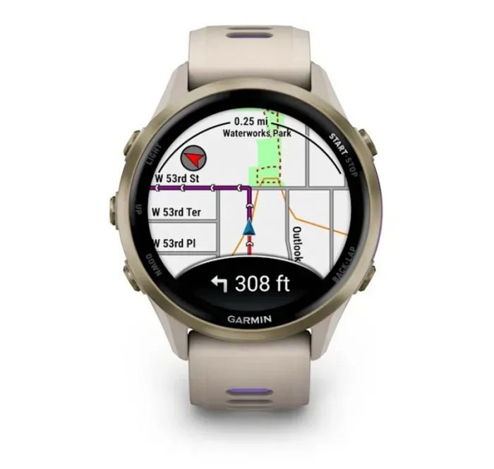 Смарт-годинник Garmin Forerunner 970 French Gray Soft Gold Titanium with French Gray/Translucent Indigo Silicone with Soft Gold Buckle (010-02969-62)