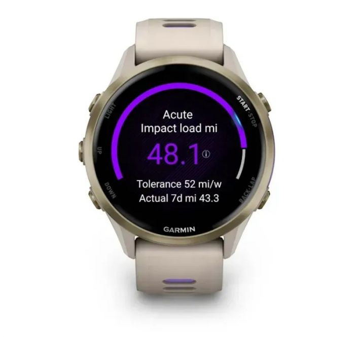 Смарт-годинник Garmin Forerunner 970 French Gray Soft Gold Titanium with French Gray/Translucent Indigo Silicone with Soft Gold Buckle (010-02969-62)