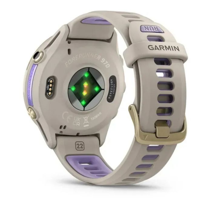 Смарт-годинник Garmin Forerunner 970 French Gray Soft Gold Titanium with French Gray/Translucent Indigo Silicone with Soft Gold Buckle (010-02969-62)