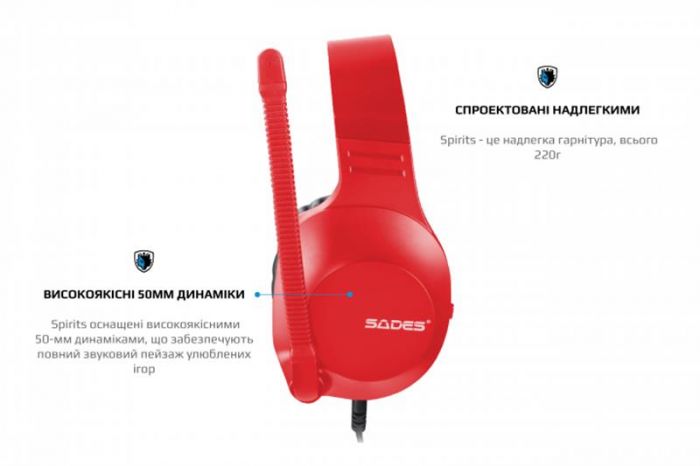 Гарнітура Sades SA-721 Spirits Red (sa721rdj)