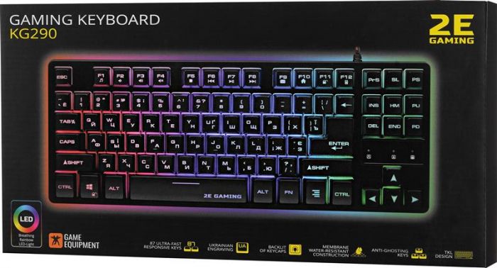 Клавіатура 2E Gaming KG290 LED Ukr Black (2E-KG290UB)