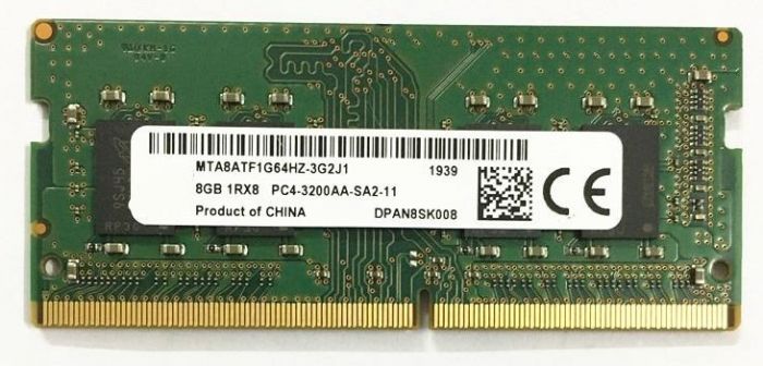 Модуль пам`ятi SO-DIMM 8GB/3200 DDR4 Micron (MTA8ATF1G64HZ-3G2R1)