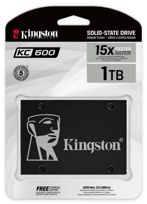 Накопичувач SSD 1TB Kingston KC600 2.5" SATAIII 3D TLC (SKC600/1024G)