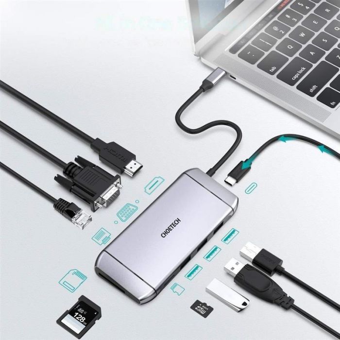 USB-хаб Choetech HUB-M15 USB Type-C 9-в-1