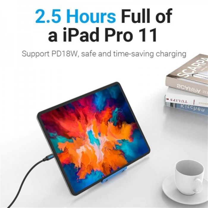 Кабель Vention USB Type-C - USB Type-C (M/M) TPE Round PD 100W, 5A, 0.5 м, Black (COTBD)