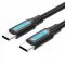 Кабель Vention USB Type-C - USB Type-C (M/M) TPE Round PD 60W, 3A, 2 м, Black (COSBH)