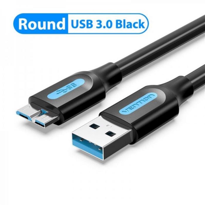 Кабель Vention USB - MicroUSB-B (M/M) PVC Round nickel-plated, 0.25 м Black (COPBC)