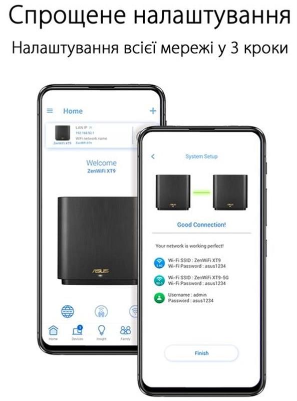 Wi-Fi Mesh-система Asus ZenWiFi XT9 2pk White (90IG0740-MO3B40)