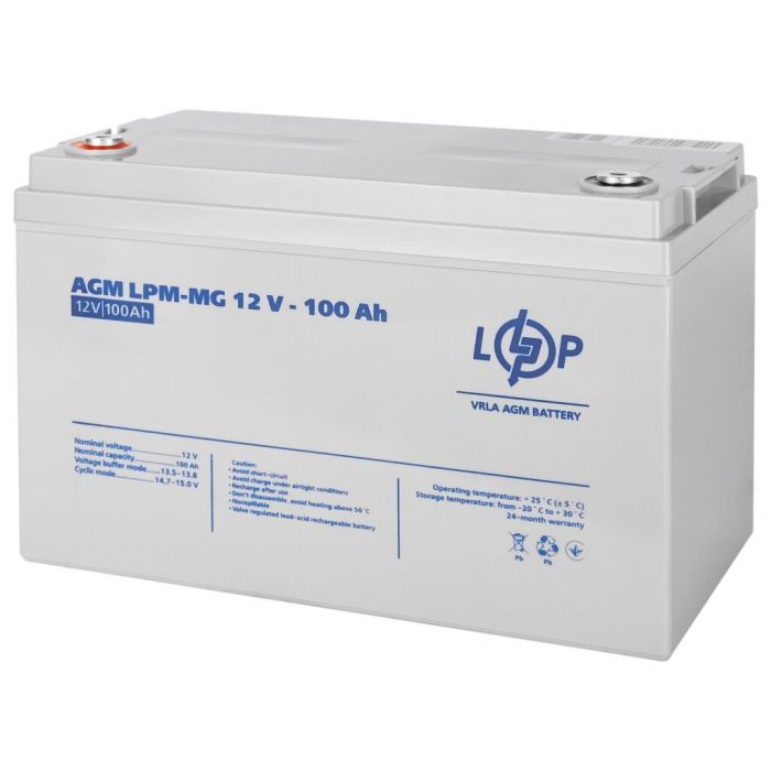 Акумуляторна батарея LogicPower 12V 100AH (LPM-MG 12 - 100 AH) AGM мультигель 