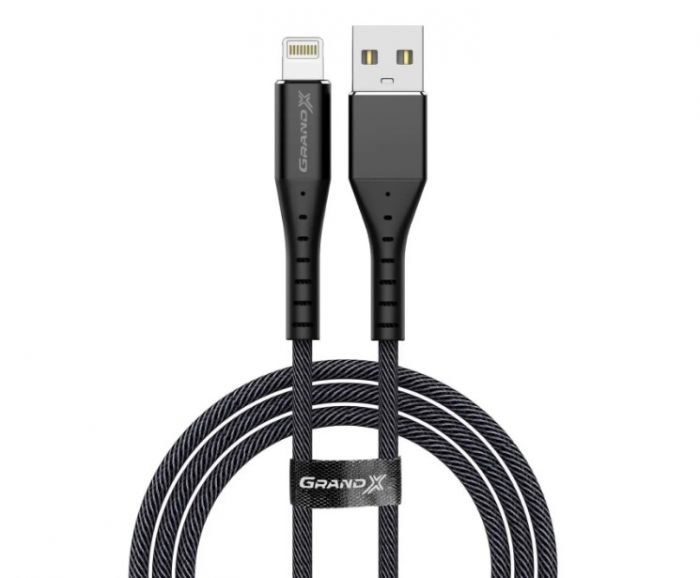Кабель Grand-X USB-Lightning, 1.2м Black (FL-12B)