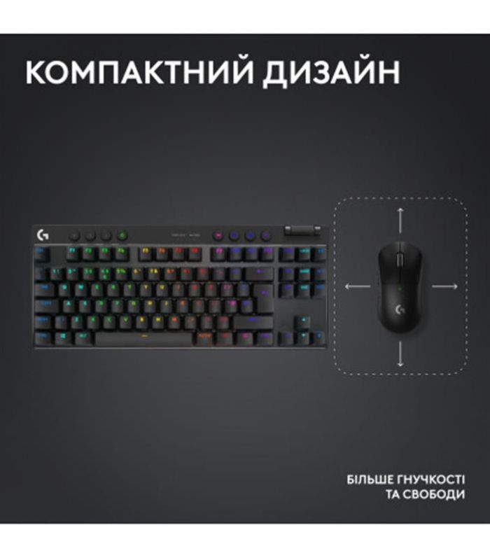Клавiатура бездротова Logitech G PRO X TKL Lightspeed Black Tactile (920-012136)