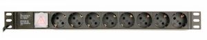 Блок розеток EnerGenie 19" 1U (EG-PDU-014) алюм. корп.,  8 розеток,  16A, 3м, чорний, вилка Schuko