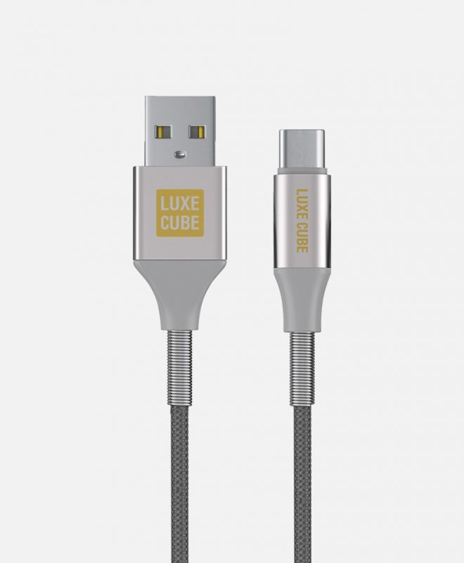 Кабель Luxe Cube Armored USB - USB Type-C (M/M), 1 м, сірий (8886668688949)