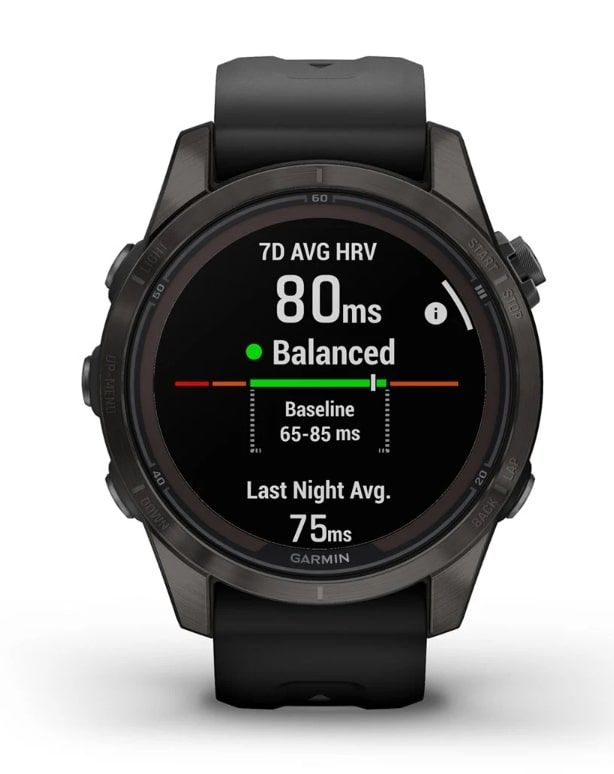 Смарт-годинник Garmin Fenix 7S Pro Sapphire Solar Carbon Gray Titanium with Black Silicone (010-02776-54)