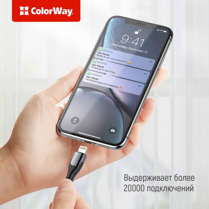 Кабель ColorWay USB-C - Lightning (M/M), PD Fast Charging, 3 А, 1 м, Grey (CW-CBPDCL033-GR)