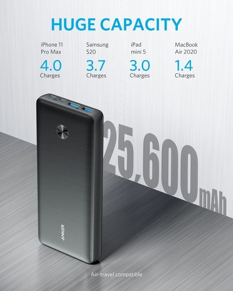 Універсальна мобільна батарея Anker PowerCore III Elite 25600 mAh 87W Black (A1291H11)