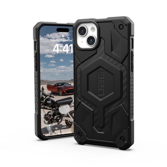 Чохол-накладка Urban Armor Gear Monarch Pro Magsafe для Apple iPhone 15 Plus Carbon Fiber (114220114242)
