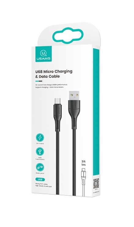 Кабель Usams US-SJ502 USB - Micro USB (M/M), 1 м, Black (SJ502USB01)