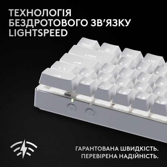 Клавiатура бездротова Logitech G PRO X 60 TKL GX Optical Tactile White (920-011930)