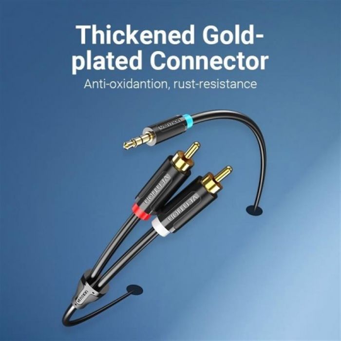 Кабель Vention 3.5 мм - 2хRCA (M/M), 0.5 м, Black (BCLBD)