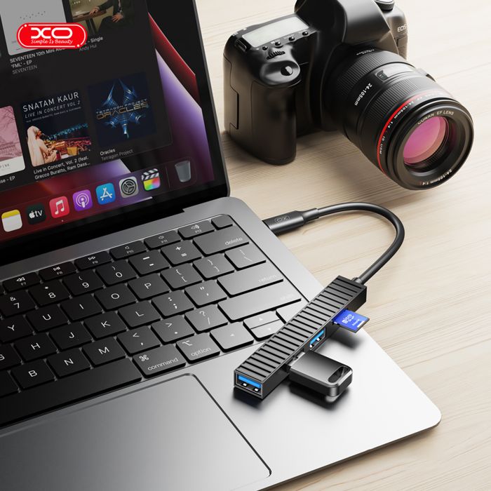 USB-хаб XO USB Type-C 3-в-1 (HUB014B.black)