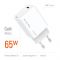 Мережевий зарядний пристрій ColorWay GaN Mini 65W PD Port PPS USB-C White (CW-CHS049PD-WT)