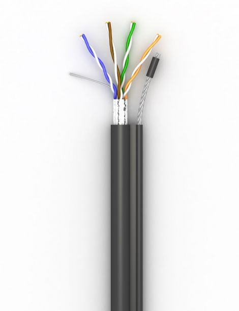 Кабель для зовнішнього прокладання FTP 5е OK-Net КППЕт-ВП (100) 4х2х0.51 бухта 305м з тросом