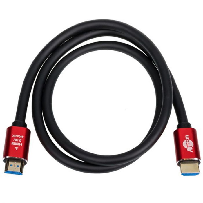 Кабель Atcom HDMI - HDMI V 2.0 (M/M), 4K, 2 м, чорний/червоний (24942) пакет 