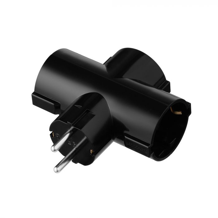 Мережевий адаптер 2E 3xТип F, 16A, чорний (2E-AD0103BK)