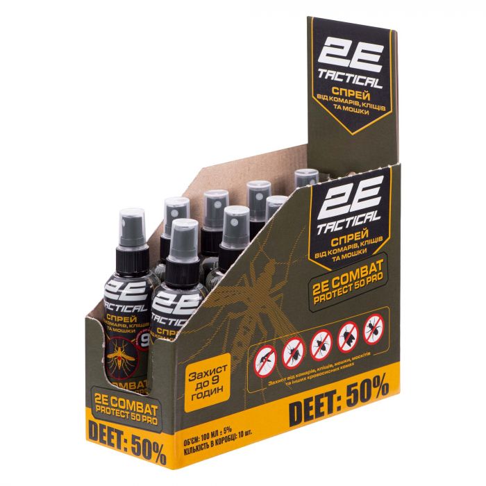 Спрей від комарів, кліщів та мошок 2E Combat Protect 50 Pro, 100 мл, 10 шт (2E-RPLNTDT50-10DB)