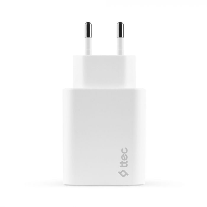 Мережевий зарядний пристрій Ttec SmartCharger Duo USB-C/USB-A 2.4А/12Вт White (2SCS25B)