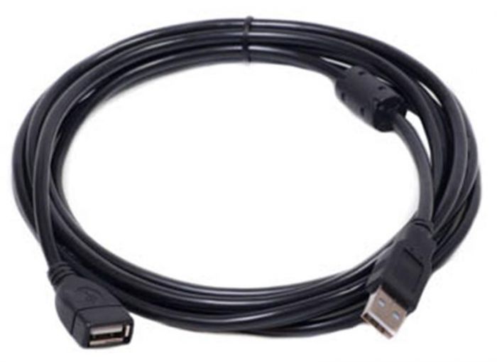 Кабель PowerPlant (KD00AS1212) USB2.0(AF)-USB2.0(AM), 5м, One ferrite, Black