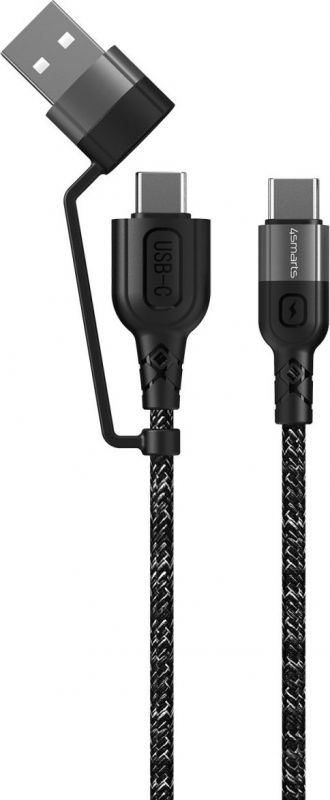 Кабель 4smarts 310 USB + USB Type-C - USB Type-C (M/M), 1.5 м, Black (4250774954856)