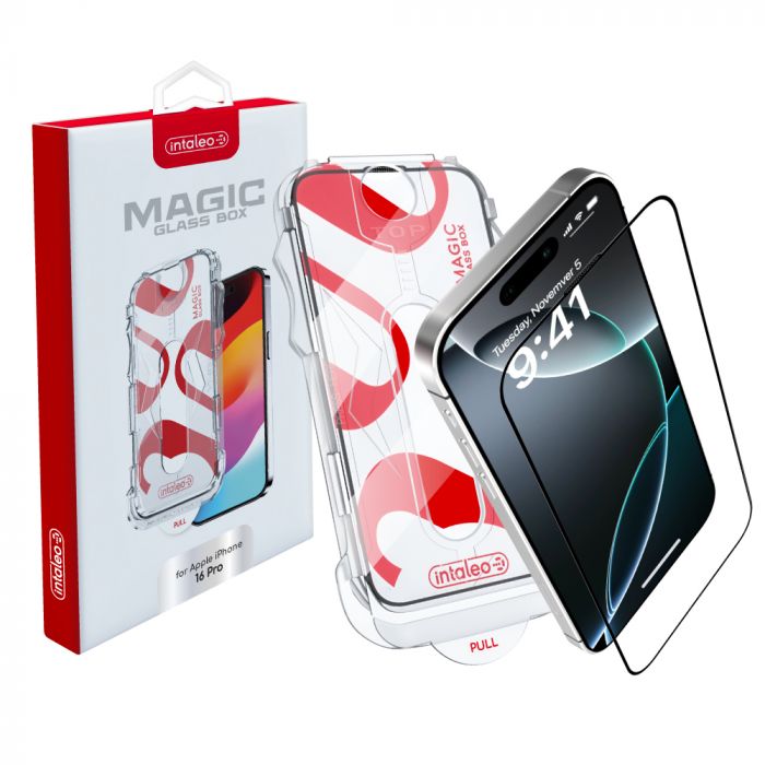 Захисне скло Intaleo з аплікатором Intaleo MagicBox для Apple iPhone 16 Pro Black (4820266742911)