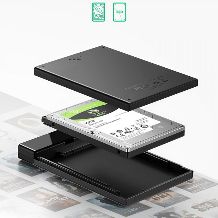 Зовнішня кишеня Ugreen для 2.5" HDD/SSD USB 3.1 US221 Black (50743)