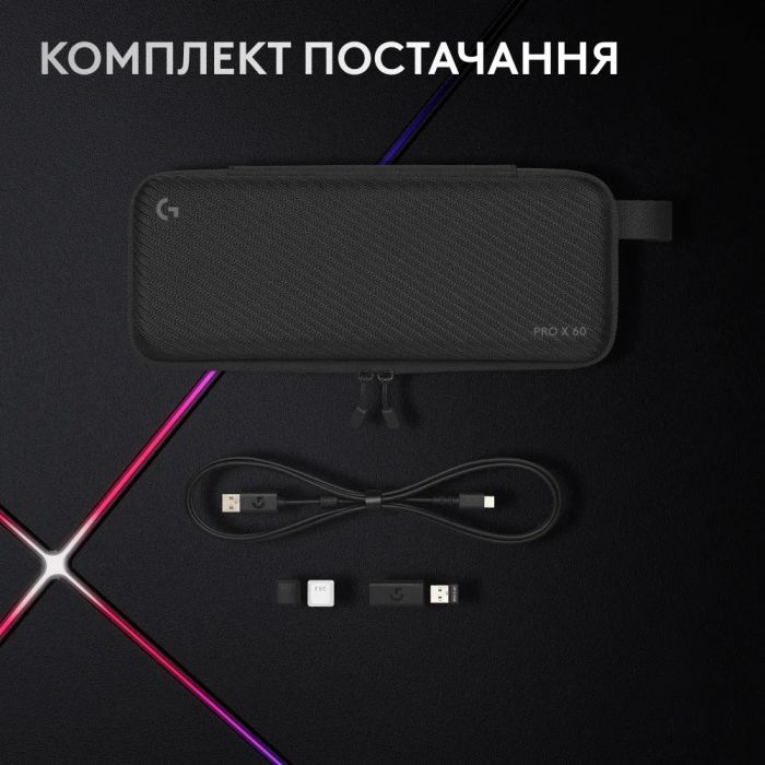 Клавiатура бездротова Logitech G PRO X 60 TKL GX Optical Black Tactile (920-011911)