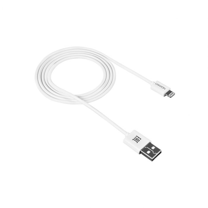 Кабель Canyon USB - Lightning (M/M) 1 м, White (CNE-CFI1W)