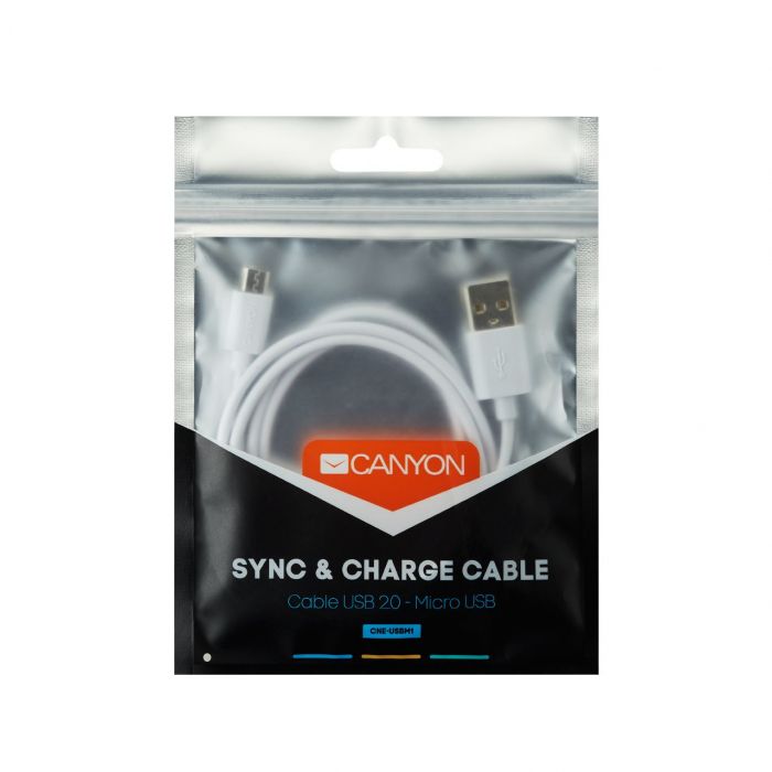 Кабель Canyon USB - MicroUSB (M/M) 1 м, White (CNE-USBM1W)