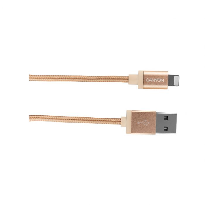 Кабель Canyon USB - Lightning (M/M) 1 м, Gold (CNS-MFIC3GO)