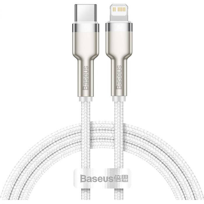 Кабель Baseus Cafule Metal USB-C - Lightning (M/M), 1 м White (6953156202078)