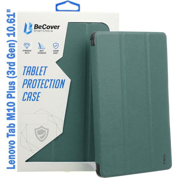 Чохол-книжка BeCover Soft Edge для Lenovo Tab M10 Plus TB-125F (3rd Gen)/K10 Pro TB-226 10.61" Dark Green (708368)