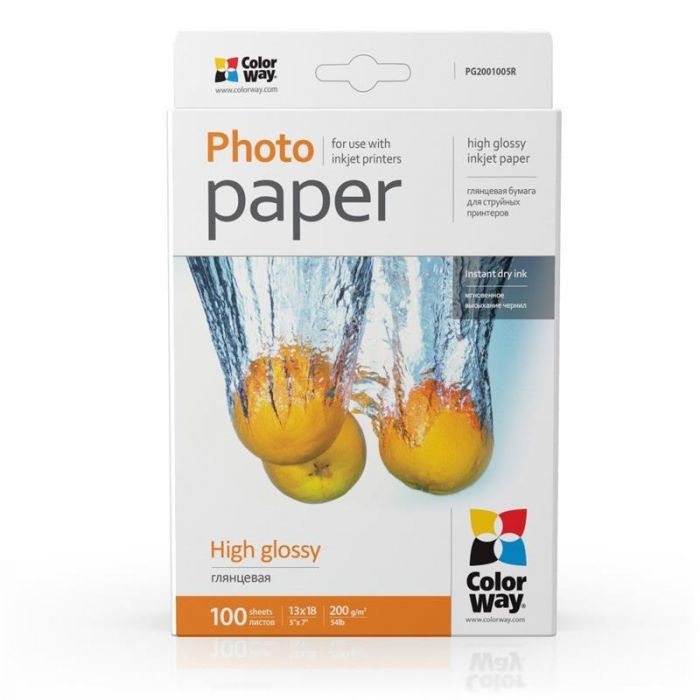 Фотопапір ColorWay глянцевий 200г/м2 13x18см 100 арк. (PG2001005R)