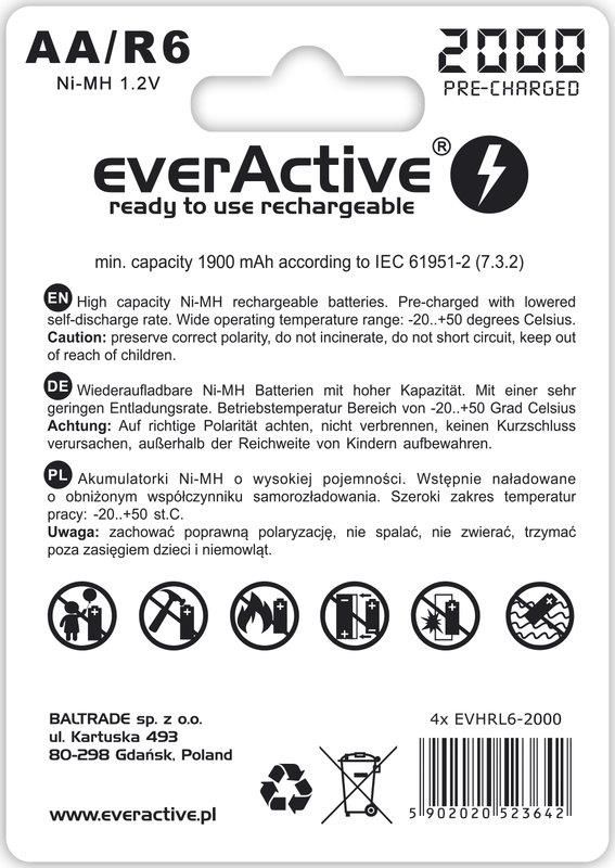 Акумулятор everActive AA/HR06 Ni-MH 2000mAh BL 4шт
