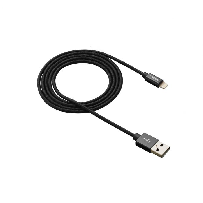 Кабель Canyon USB - Lightning (M/M) 0.96 м, Black (CNS-MFIC3B) в обплетеннi