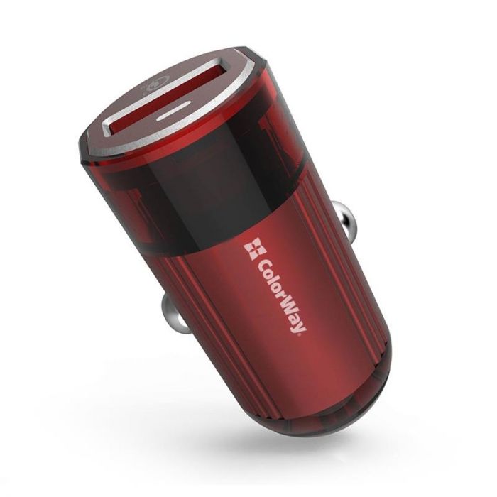Автомобільний зарядний пристрій ColorWay (1USBх3А) QC3.0 Red (CW-CHA012Q-RD)