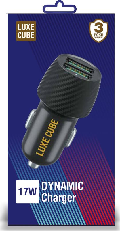 Автомобільний зарядний пристрій Luxe Cube 2USB 17W Black (8886668698498)