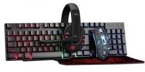 Комплект (клавіатура, миша) Piko GX200 Black (1283126489808) + гарнітура, килимок